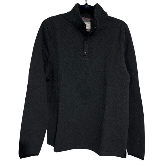 FLAG & ANTHEM Mens Quilted Snap Pullover Knit Dark Charcoal Gray NWT Medium - Picture 2 of 8